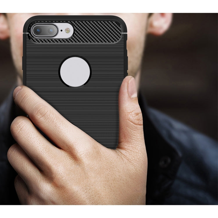 For iPhone 8 Plus Brushed Texture Fiber TPU Rugged Armor Protective Case