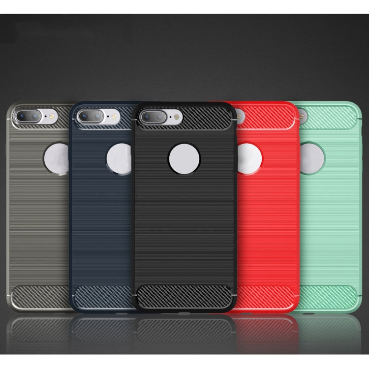 For iPhone 8 Plus Brushed Texture Fiber TPU Rugged Armor Protective Case