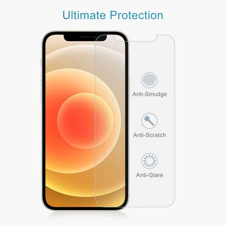 For iPhone 12 / 12 Pro 50pcs 0.26mm 9H 2.5D Tempered Glass Film (Slotted)