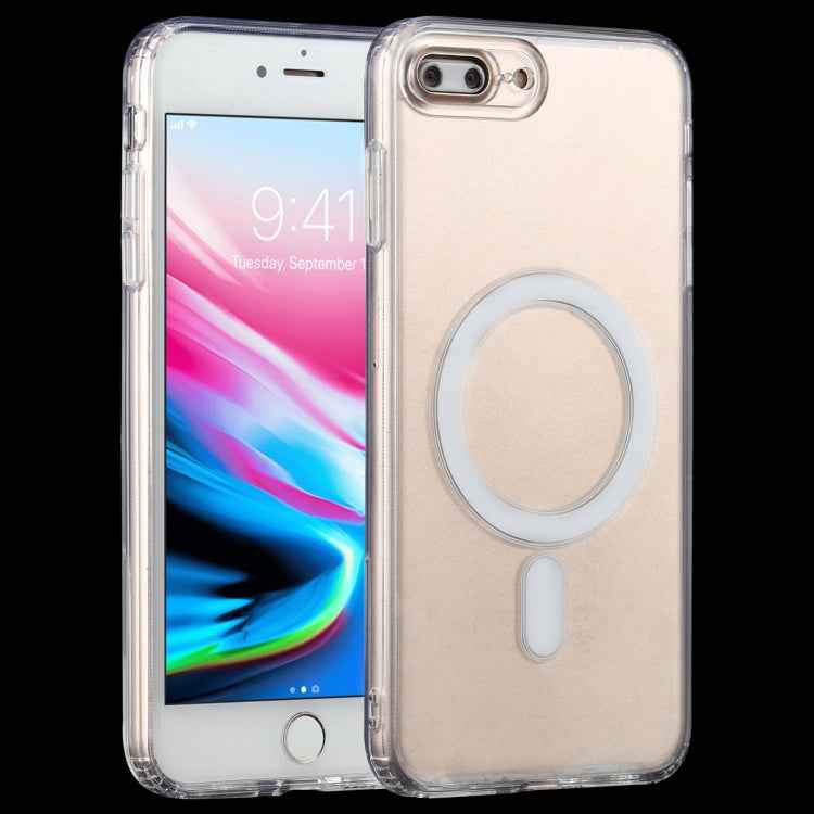 For iPhone 7 Plus / 8 Plus Magsafe Case Simple Magnetic Ring All-inclusive Clear Crystal Acrylic PC +TPU Shockproof Case