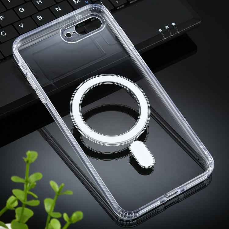 For iPhone 7 Plus / 8 Plus Magsafe Case Simple Magnetic Ring All-inclusive Clear Crystal Acrylic PC +TPU Shockproof Case