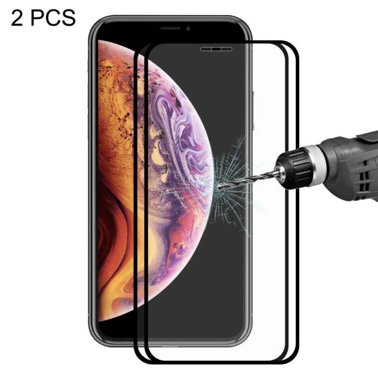 For iPhone X / XS 2pcs ENKAY Hat-Prince 0.2mm 9H 2.5D Full Screen Tempered Glass Film