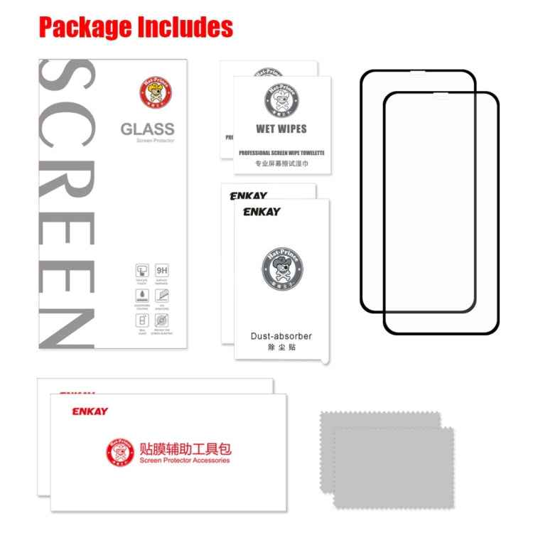 For iPhone X / XS 2pcs ENKAY Hat-Prince 0.2mm 9H 2.5D Full Screen Tempered Glass Film