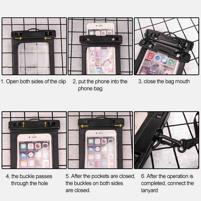PVC Transparent Universal IPX8 Waterproof Bag with Lanyard for Smart Phones below 6.3 inch
