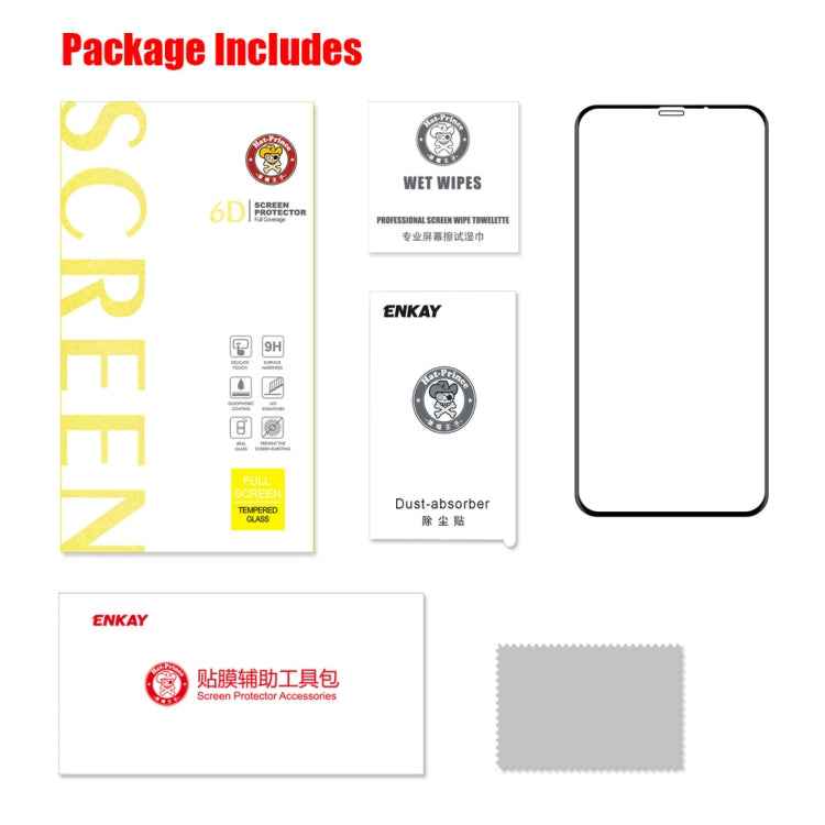 For iPhone XR ENKAY Hat-Prince 0.26mm 9H 6D Curved Full Screen Tempered Glass Film