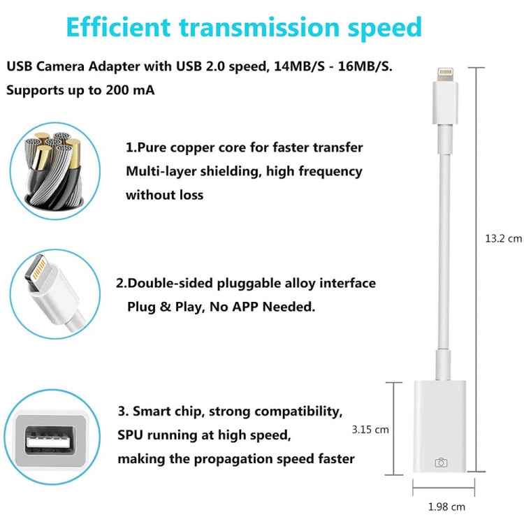 8 Pin to Single USB Port Camera Adapter