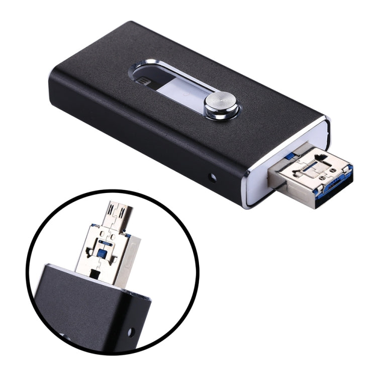 RQW-02 3 in 1 USB 2.0 & 8 Pin & Micro USB 16GB Flash Drive, RQW-02 Black, RQW-02 Gold, RQW-02 Blue, RQW-02 Red, RQW-02 Silver