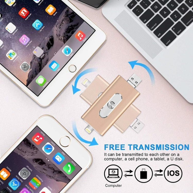 RQW-02 3 in 1 USB 2.0 & 8 Pin & Micro USB 16GB Flash Drive, RQW-02 Black, RQW-02 Gold, RQW-02 Blue, RQW-02 Red, RQW-02 Silver