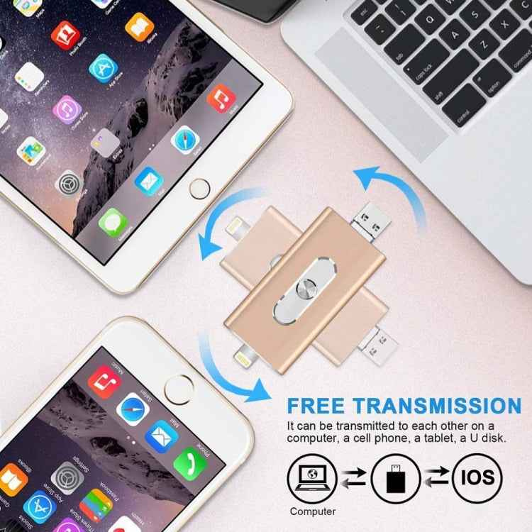 RQW-02 3 in 1 USB 2.0 & 8 Pin & Micro USB 16GB Flash Drive