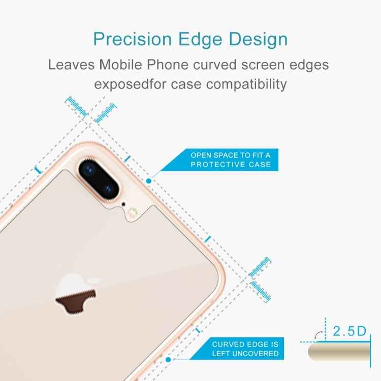 2 PCS for iPhone 8 Plus & 7 Plus 0.3mm 9H Surface Hardness 2.5D Curved Edge Explosion-proof Premium Tempered Glass Back Screen Protector