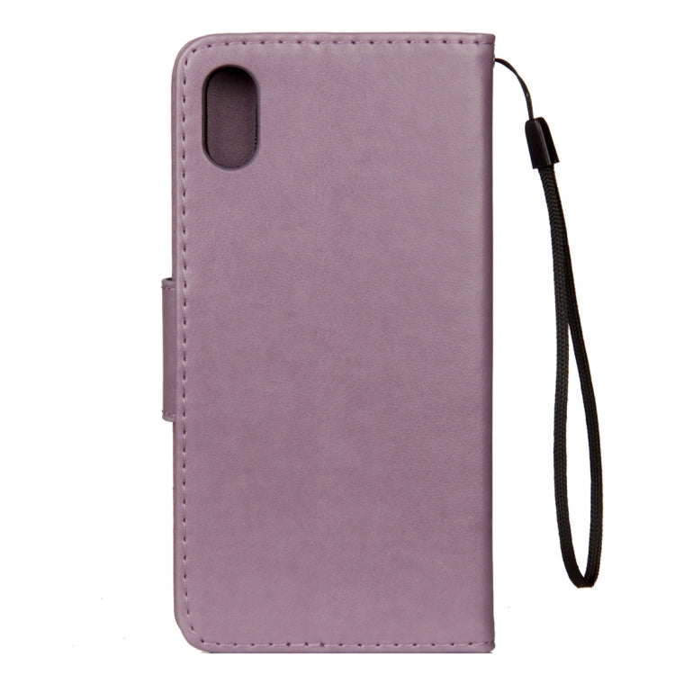 For iPhone XR Embossed Butterfly Pattern Horizontal Flip Leather Case with Card Slot & Holder & Wallet & Lanyard