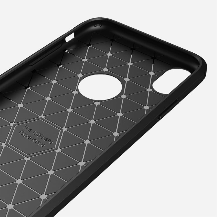For iPhone XR Brushed Texture Carbon Fiber Shockproof TPU Protective Back Case