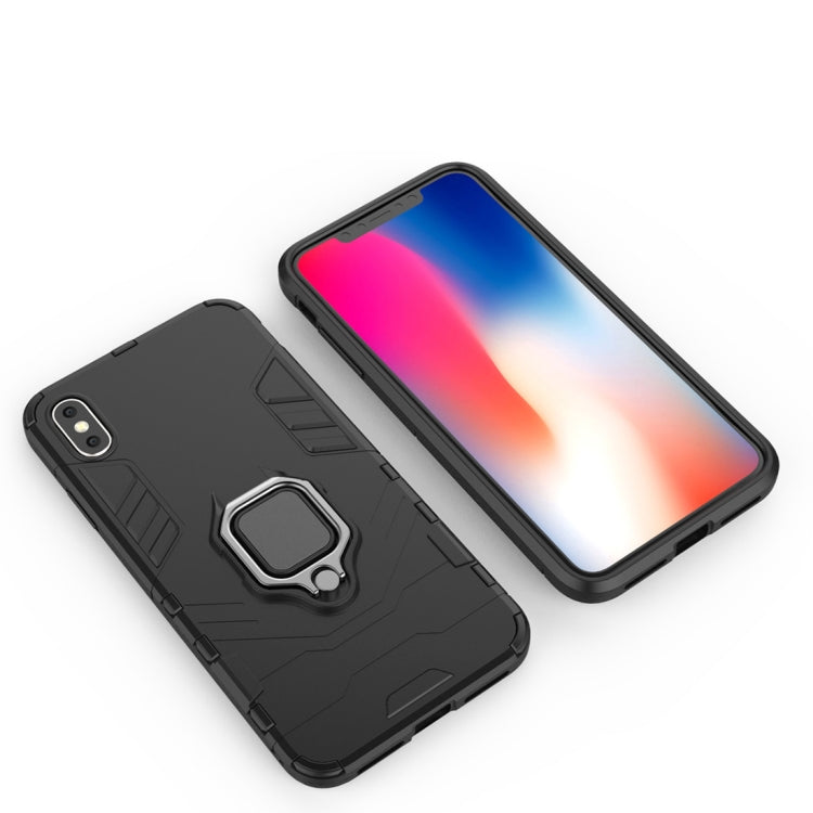 For iPhone XS Max PC + TPU Shockproof Protective Case with Magnetic Ring Holder