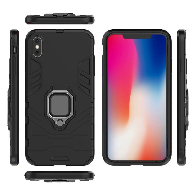 For iPhone XS Max PC + TPU Shockproof Protective Case with Magnetic Ring Holder