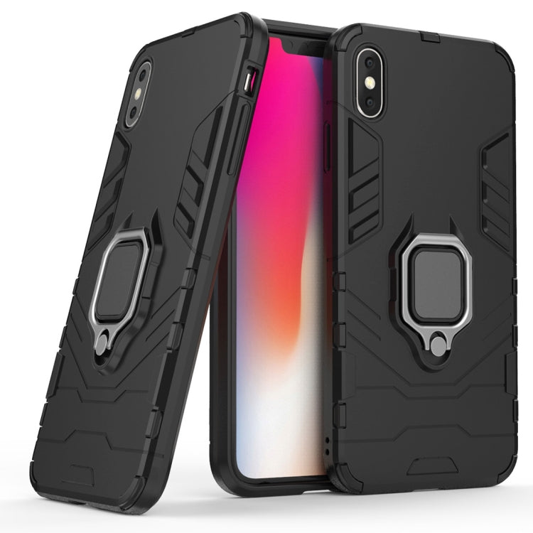 For iPhone XS Max PC + TPU Shockproof Protective Case with Magnetic Ring Holder