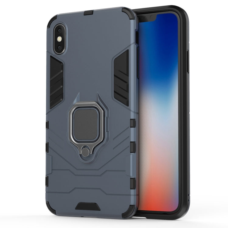 For iPhone XS Max PC + TPU Shockproof Protective Case with Magnetic Ring Holder