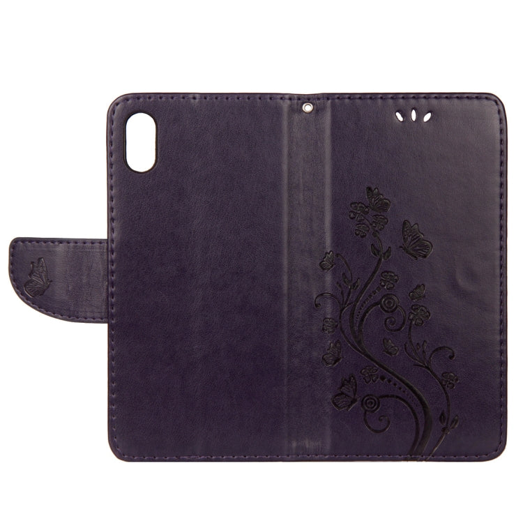 For iPhone XS Max Embossed Butterfly Pattern Horizontal Flip Leather Case with Card Slot & Holder & Wallet & Lanyard, For XS Max