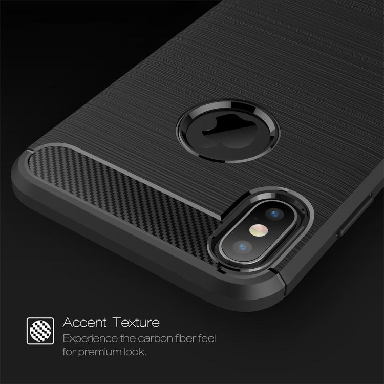 For iPhone XS Max Brushed Texture Carbon Fiber Shockproof TPU Protective Back Case