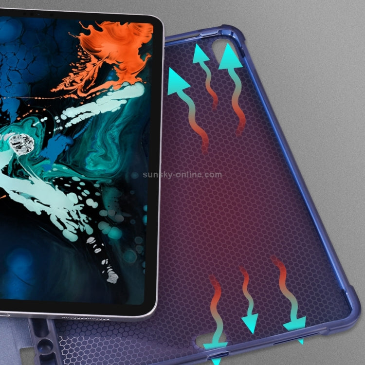 Three-folding Shockproof TPU Protective Case for iPad Pro 11 inch (2018) / (2020), with Holder & Pen Slot