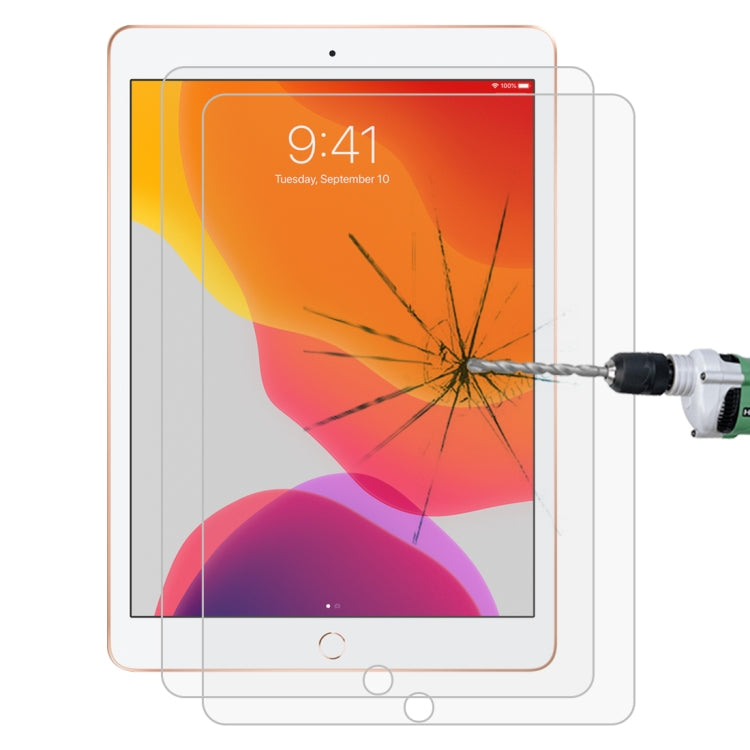 2 protectores de pantalla de vidrio templado a prueba de explosiones con borde recto 9H para iPad 10.2 (2021/2020/2019)