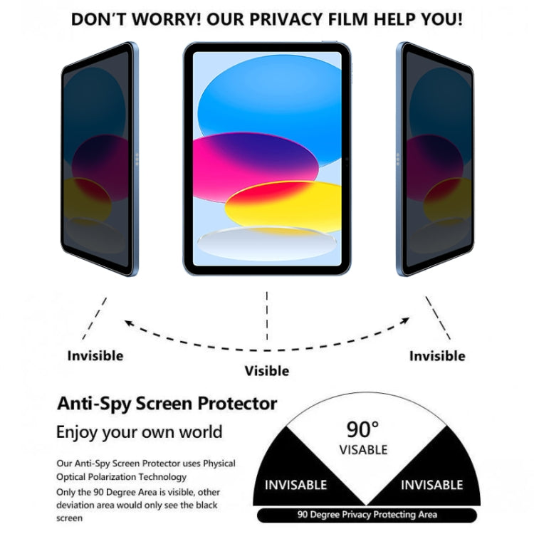 For iPad 10th Gen 10.9 2022 0.33mm 9H 2.5D Privacy Explosion-proof Tempered Glass Film