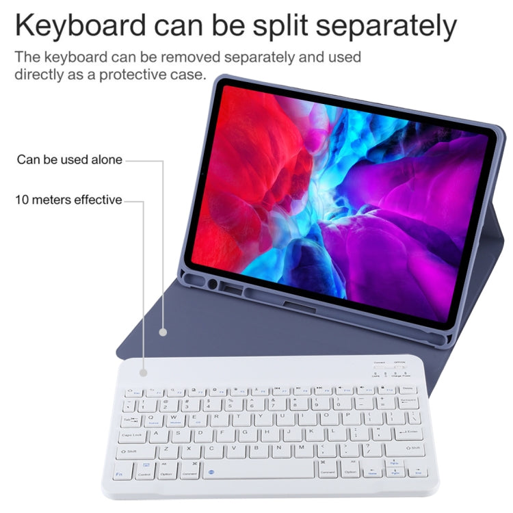 TG11B Teclado Bluetooth blanco desmontable + Funda de microfibra para iPad Pro de 11 pulgadas (2020), con ranura y soporte para lápiz, teclado blanco