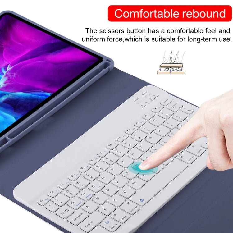 TG11B Teclado Bluetooth blanco desmontable + Funda de microfibra para iPad Pro de 11 pulgadas (2020), con ranura y soporte para lápiz, teclado blanco