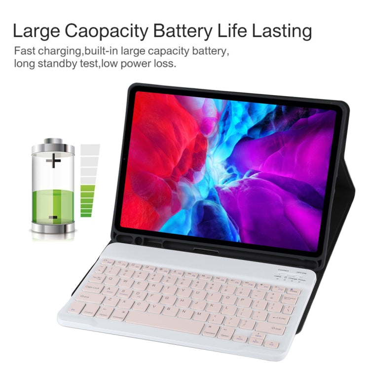 TG11B Detachable Bluetooth Pink Keyboard + Microfiber Leather Tablet Case for iPad Pro 11 inch (2020), with Pen Slot & Holder, Pink Keyboard