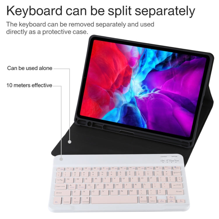 TG11B Detachable Bluetooth Pink Keyboard + Microfiber Leather Tablet Case for iPad Pro 11 inch (2020), with Pen Slot & Holder, Pink Keyboard