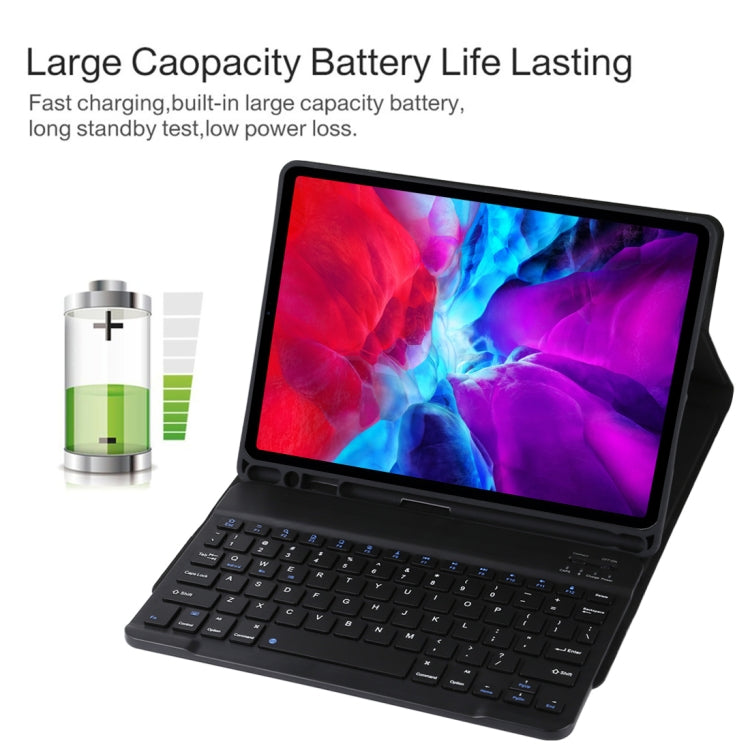 TG11B Detachable Bluetooth Black Keyboard + Microfiber Leather Tablet Case for iPad Pro 11 inch (2020), with Pen Slot & Holder, Black Keyboard
