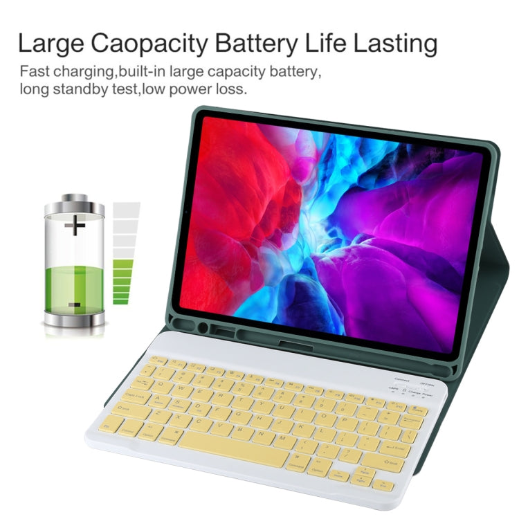 TG11B Detachable Bluetooth Yellow Keyboard + Microfiber Leather Tablet Case for iPad Pro 11 inch (2020), with Pen Slot & Holder, Yellow Keyboard
