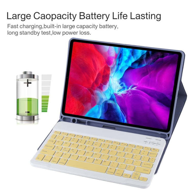 TG11B Detachable Bluetooth Yellow Keyboard + Microfiber Leather Tablet Case for iPad Pro 11 inch (2020), with Pen Slot & Holder, Yellow Keyboard