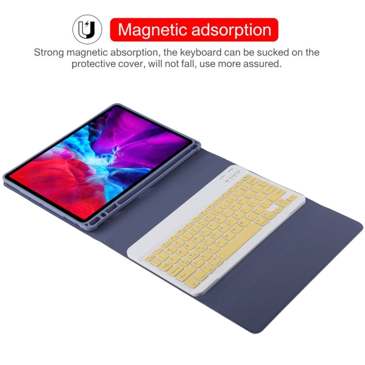 TG11B Detachable Bluetooth Yellow Keyboard + Microfiber Leather Tablet Case for iPad Pro 11 inch (2020), with Pen Slot & Holder, Yellow Keyboard