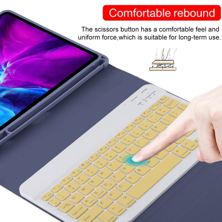 TG11B Detachable Bluetooth Yellow Keyboard + Microfiber Leather Tablet Case for iPad Pro 11 inch (2020), with Pen Slot & Holder, Yellow Keyboard
