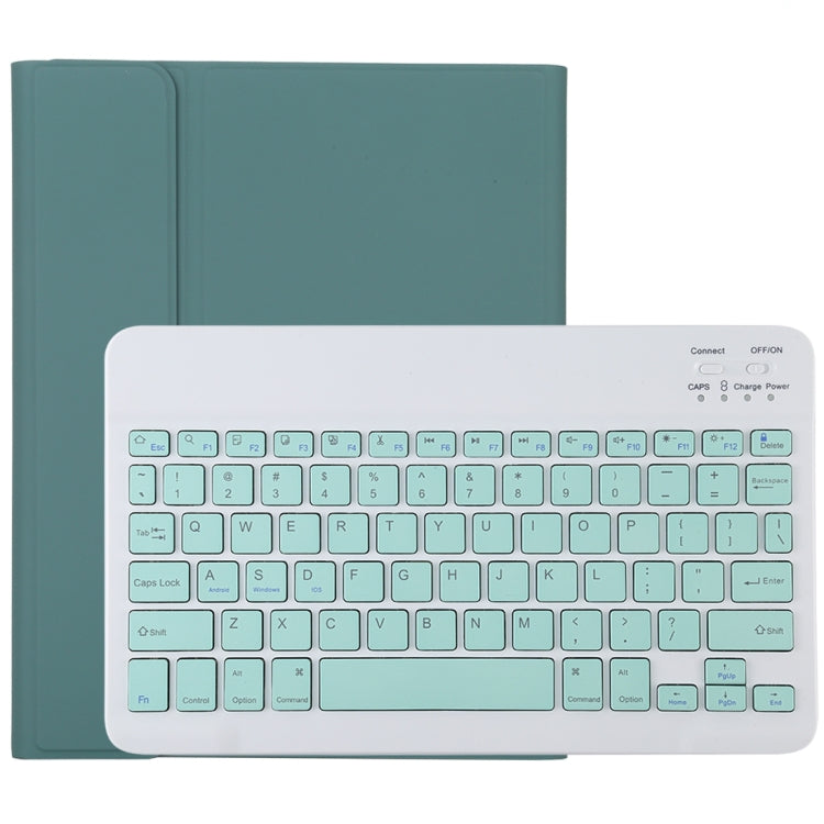 TG11B Detachable Bluetooth Green Keyboard + Microfiber Leather Tablet Case for iPad Pro 11 inch (2020), with Pen Slot & Holder, Green Keyboard