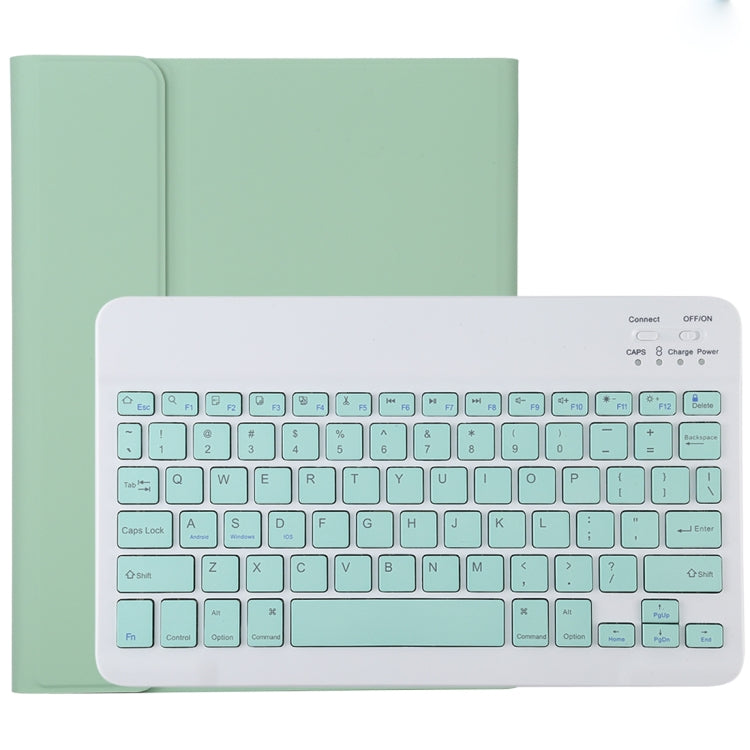 TG11B Detachable Bluetooth Green Keyboard + Microfiber Leather Tablet Case for iPad Pro 11 inch (2020), with Pen Slot & Holder, Green Keyboard