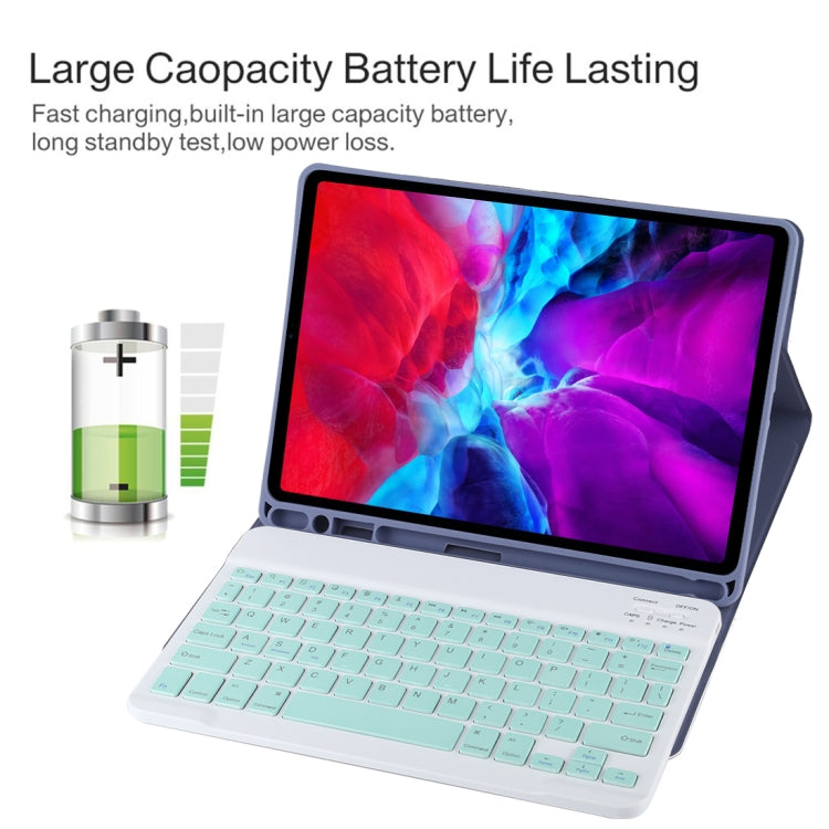 TG11B Detachable Bluetooth Green Keyboard + Microfiber Leather Tablet Case for iPad Pro 11 inch (2020), with Pen Slot & Holder, Green Keyboard