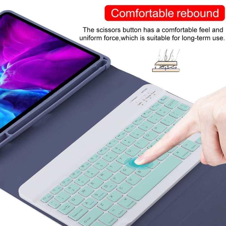 TG11B Detachable Bluetooth Green Keyboard + Microfiber Leather Tablet Case for iPad Pro 11 inch (2020), with Pen Slot & Holder, Green Keyboard