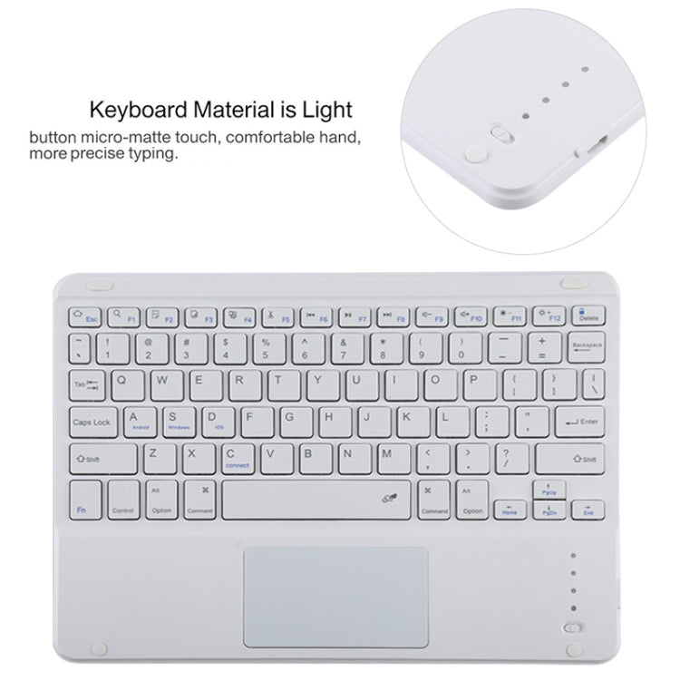 TG11BC Detachable Bluetooth White Keyboard Microfiber Leather Tablet Case for iPad Pro 11 inch (2020), with Touchpad & Pen Slot & Holder, White Keyboard