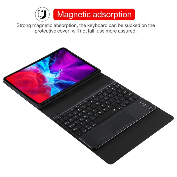 TG11BC Detachable Bluetooth Black Keyboard Microfiber Leather Tablet Case for iPad Pro 11 inch (2020), with Touchpad & Pen Slot & Holder, Black Keyboard