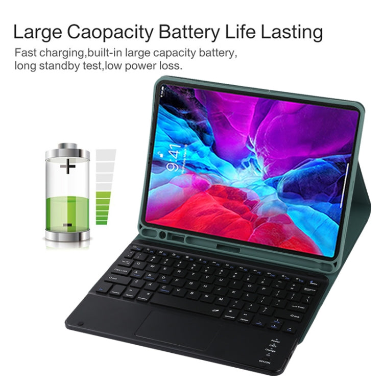 TG11BC Detachable Bluetooth Black Keyboard Microfiber Leather Tablet Case for iPad Pro 11 inch (2020), with Touchpad & Pen Slot & Holder, Black Keyboard