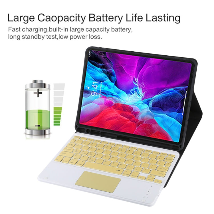 TG11BC Detachable Bluetooth Yellow Keyboard Microfiber Leather Tablet Case for iPad Pro 11 inch (2020), with Touchpad & Pen Slot & Holder, Yellow Keyboard