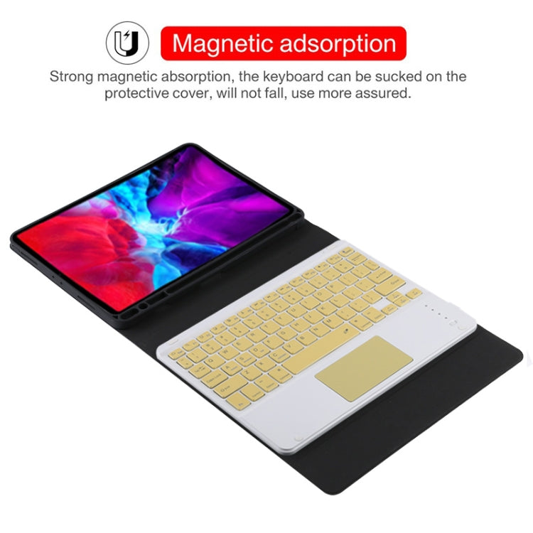 TG11BC Detachable Bluetooth Yellow Keyboard Microfiber Leather Tablet Case for iPad Pro 11 inch (2020), with Touchpad & Pen Slot & Holder, Yellow Keyboard