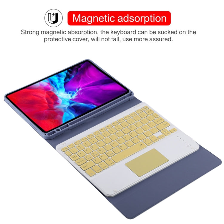 TG11BC Detachable Bluetooth Yellow Keyboard Microfiber Leather Tablet Case for iPad Pro 11 inch (2020), with Touchpad & Pen Slot & Holder, Yellow Keyboard