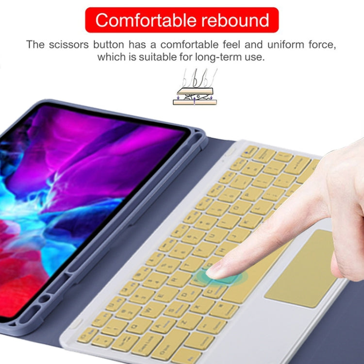 TG11BC Detachable Bluetooth Yellow Keyboard Microfiber Leather Tablet Case for iPad Pro 11 inch (2020), with Touchpad & Pen Slot & Holder, Yellow Keyboard