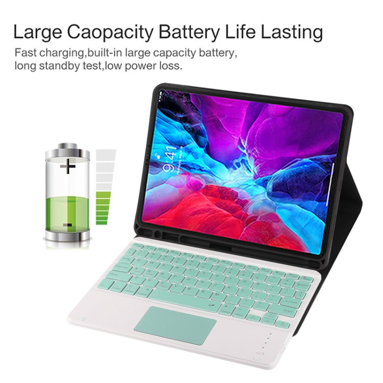 Funda TG11BC de microfibra con teclado Bluetooth verde desmontable para iPad Pro de 11 pulgadas (2020), con panel táctil, ranura para lápiz y soporte, teclado verde