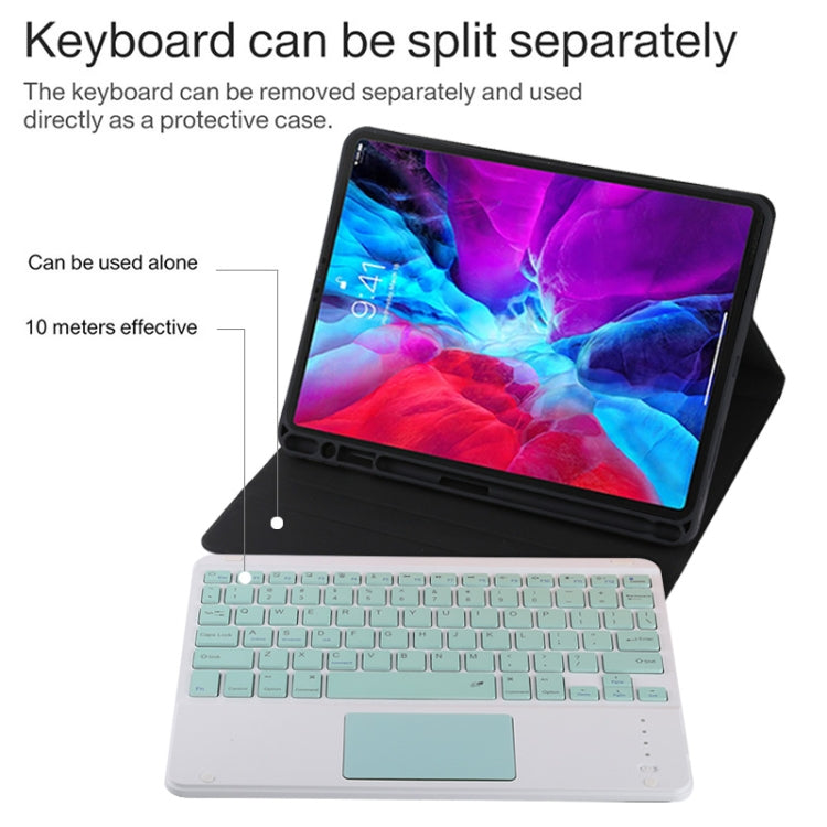 Funda TG11BC de microfibra con teclado Bluetooth verde desmontable para iPad Pro de 11 pulgadas (2020), con panel táctil, ranura para lápiz y soporte, teclado verde