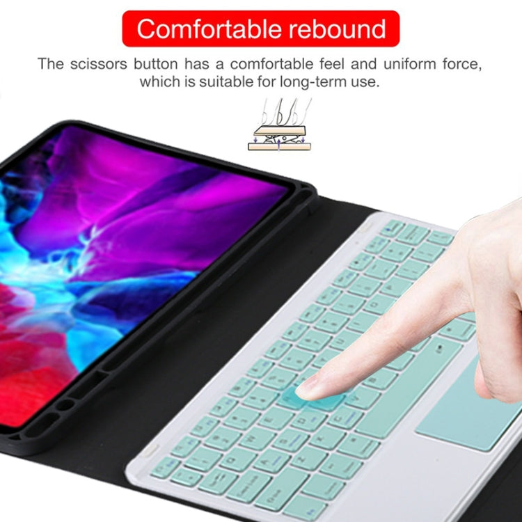 Funda TG11BC de microfibra con teclado Bluetooth verde desmontable para iPad Pro de 11 pulgadas (2020), con panel táctil, ranura para lápiz y soporte, teclado verde