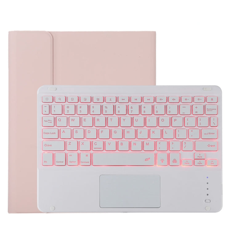 TG11BCS Detachable Bluetooth White Keyboard Microfiber Leather Tablet Case for iPad Pro 11 inch (2020), with Backlight & Touchpad & Pen Slot & Holder, White Keyboard