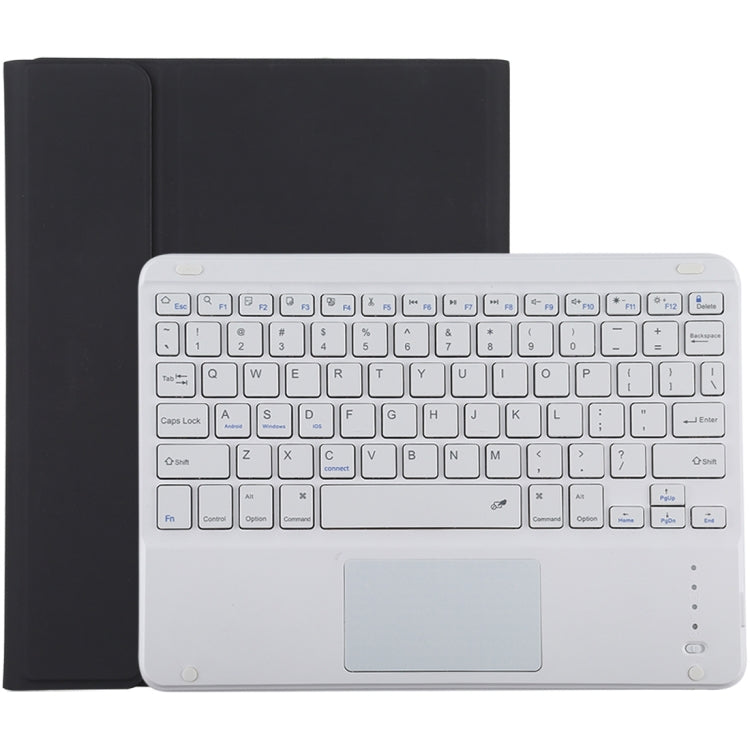 TG-102BC Detachable Bluetooth White Keyboard + Microfiber Leather Tablet Case for iPad 10.2 inch / iPad Air (2019), with Touch Pad & Pen Slot & Holder, White Keyboard